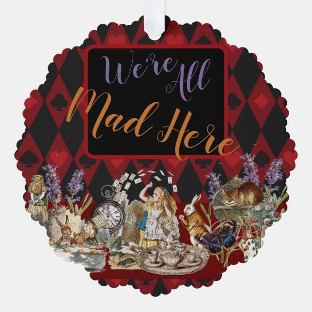 Alice in Wonderland Mad Cheshire Cat Tree Decoration Card (Front)
