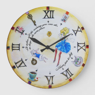 Alice in Wonderland mad  contraclockwise Large Clock