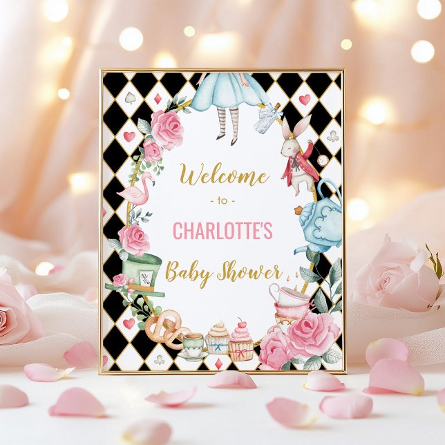 Alice in Wonderland Mad Hatter Baby Shower Welcome Poster (Creator Uploaded)