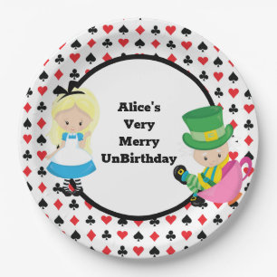 Alice in Wonderland Mad Hatter Card Deck Party Paper Plate