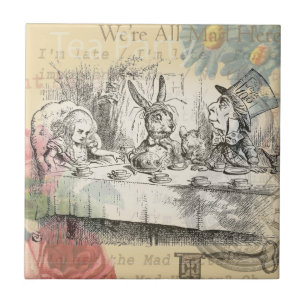 Alice in Wonderland Mad Tea Party Art Ceramic Tile