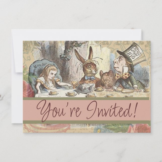 Alice in Wonderland Mad Tea Party Art Invitation (Front)