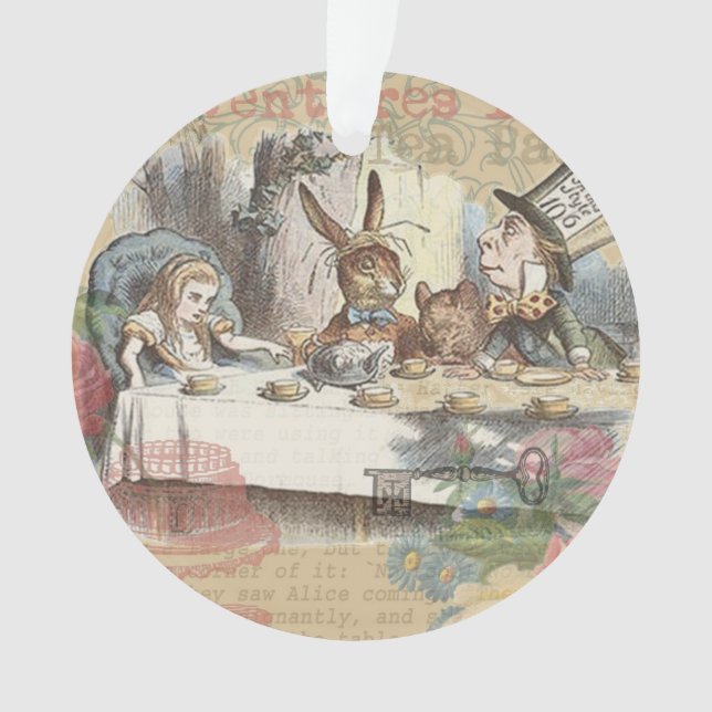 Alice in Wonderland Mad Tea Party Art Ornament (Front)