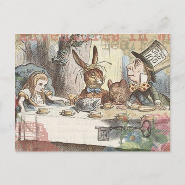 Alice in Wonderland Mad Tea Party Art Postcard (Front)