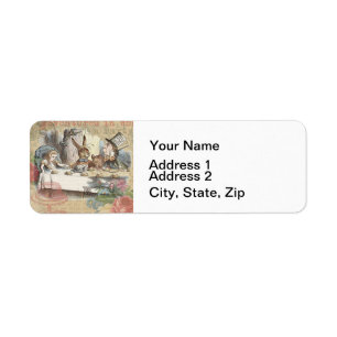 Alice in Wonderland Mad Tea Party Art Return Address Label