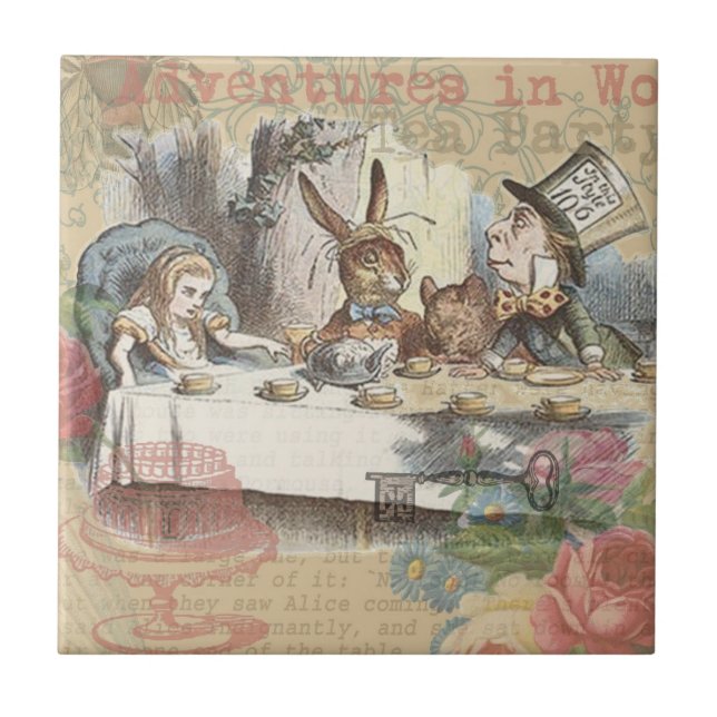 Alice in Wonderland Mad Tea Party Art Tile (Front)