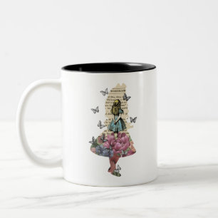Alice In Wonderland Magical Garden - Vintage Book Two-Tone Coffee Mug