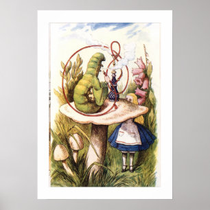 Alice in Wonderland Meets the Caterpillar Vintage Poster