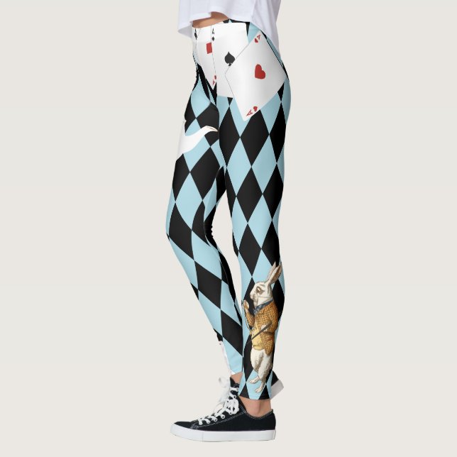 Alice in Wonderland Mr. Rabbit Mint Blue Leggings (Left)