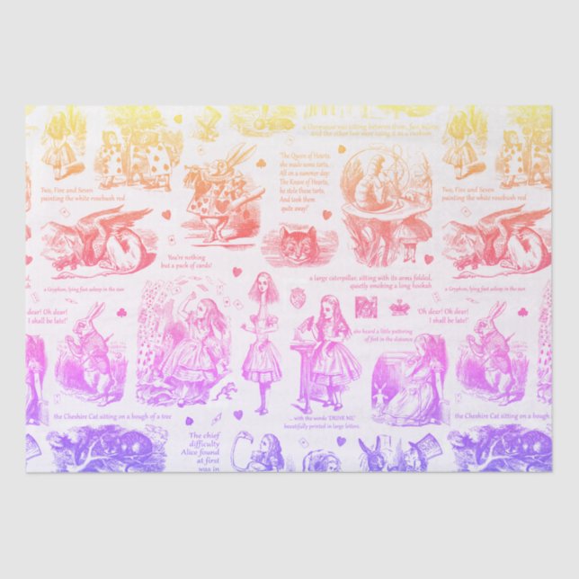 Alice in Wonderland Ombre Toile Quotes Tissue Paper (Front)