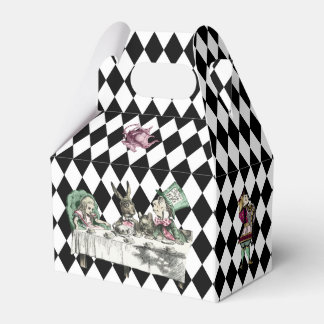 Alice in Wonderland on Black and White Harlequin  Favour Box