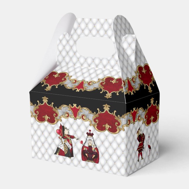 Alice in Wonderland on Crimson and White  Favour Box (Front Side)
