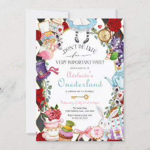 Alice in Wonderland - Onederland First Birthday  I Invitation