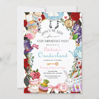 Alice in Wonderland - Onederland First Birthday  I Invitation