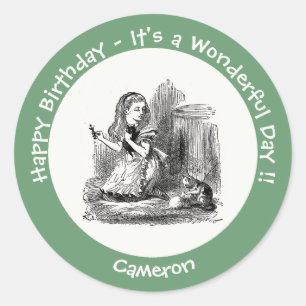 Alice in Wonderland Party - Alice and the Kitten   Classic Round Sticker
