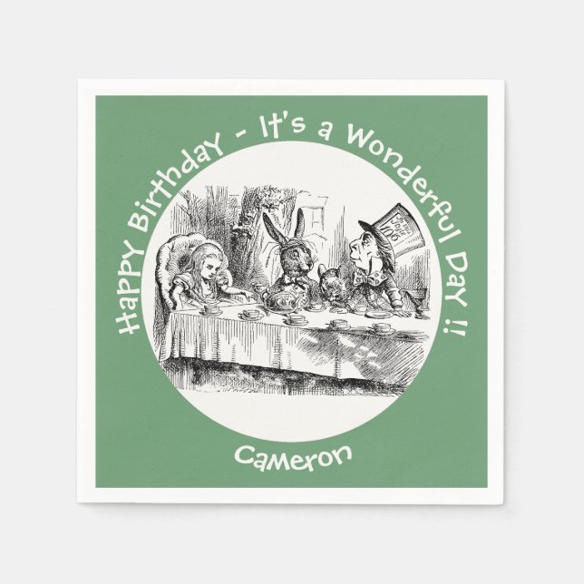Alice in Wonderland Party - Mad Hatter's Tea Party Napkin (Front)
