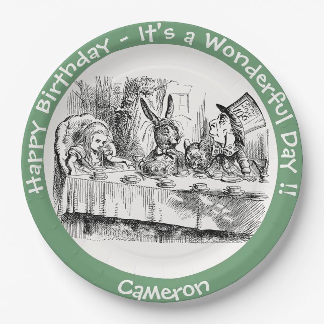 Alice in Wonderland Party - Mad Hatter's Tea Party Paper Plate (Front)
