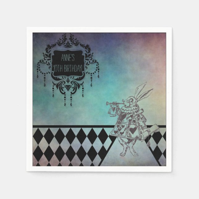 Alice in Wonderland Party White Rabbit Napkin (Front)