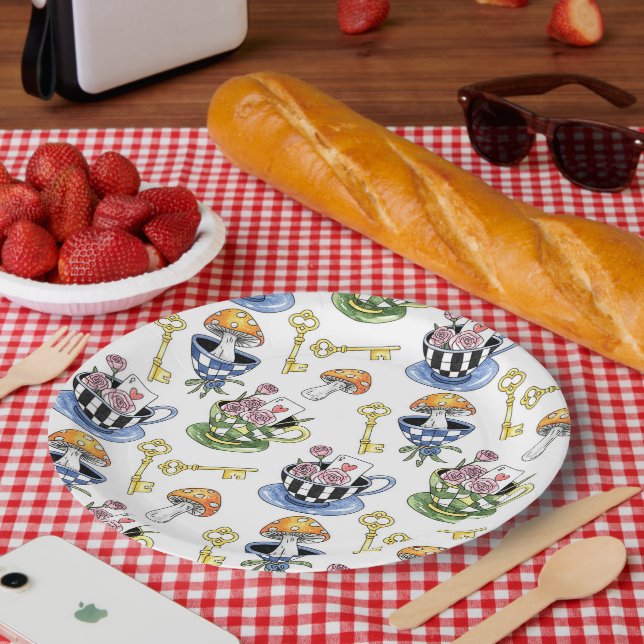 Alice in Wonderland Pattern  Paper Plate (Picnic)
