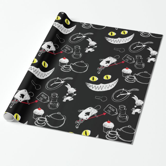 Alice in Wonderland Pattern Wrapping Paper (Unrolled)
