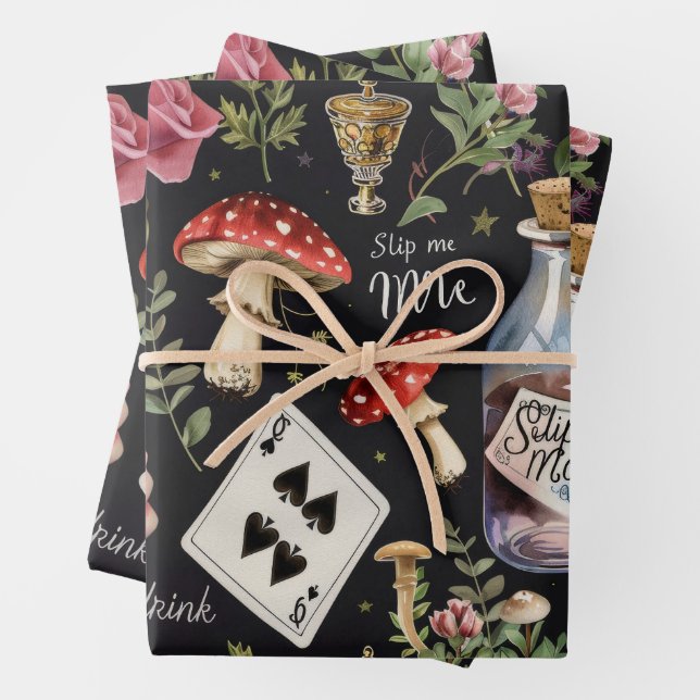 Alice in Wonderland Pattern Wrapping Paper Sheet (In situ)
