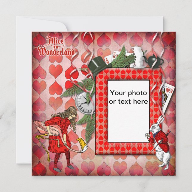 Alice in Wonderland Photo Invitation Cards (Front)