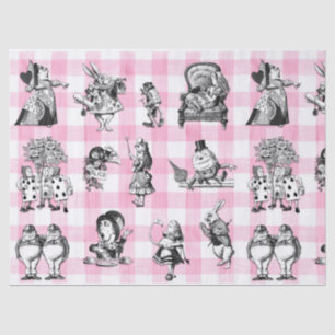 Alice In Wonderland, pink and white gingham Tissue Paper