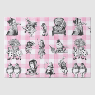 Alice In Wonderland, pink and white gingham Tissue Paper