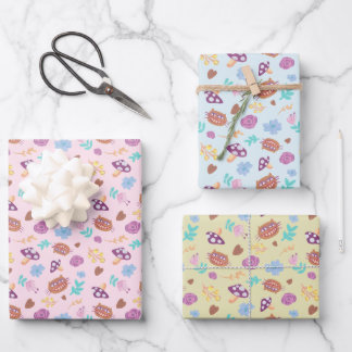 Alice in Wonderland Pink Cheshire Cat & Mushroom Wrapping Paper Sheet