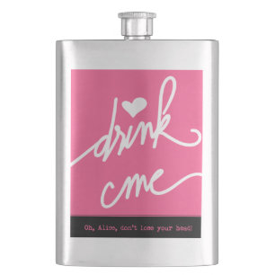 Alice in Wonderland Pink Drink Me Hip Flask