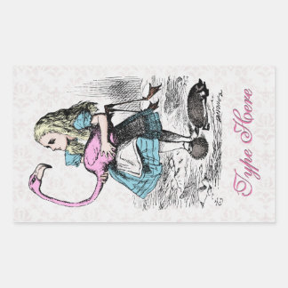 Alice in Wonderland Pink Flamingo Croquet Party Rectangular Sticker