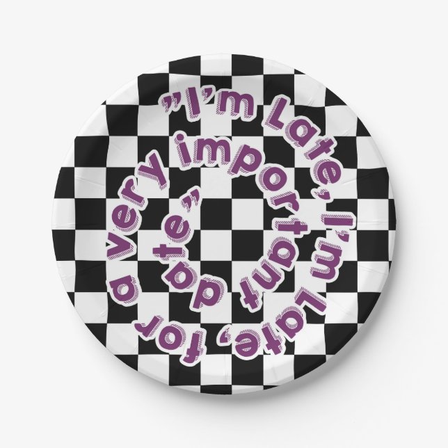 Alice in Wonderland Plates - White Rabbit Quote (Front)