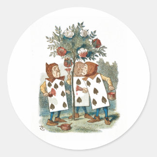 Alice in Wonderland Playing Card Gardeners Classic Round Sticker
