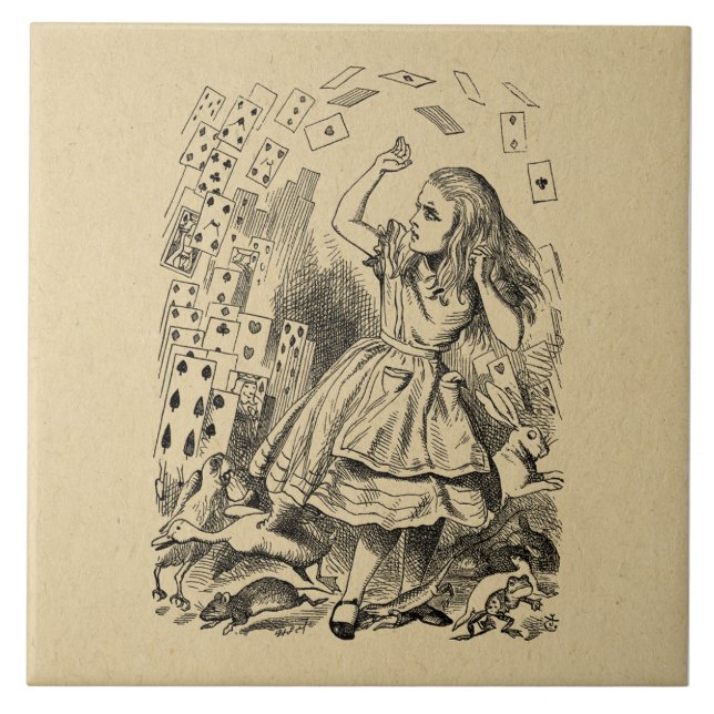 Alice in Wonderland Playing Cards Art Ceramic Tile (Front)