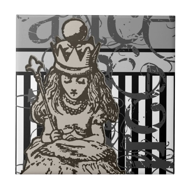 Alice In Wonderland Queen Alice Grunge Ceramic Tile (Front)