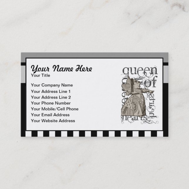 Alice In Wonderland Queen of Hearts Grunge Business Card (Front)