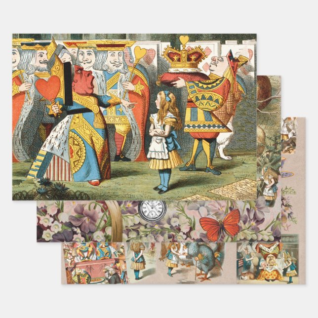 Alice in Wonderland Queen of Hearts Wrapping Paper Sheet (Set)