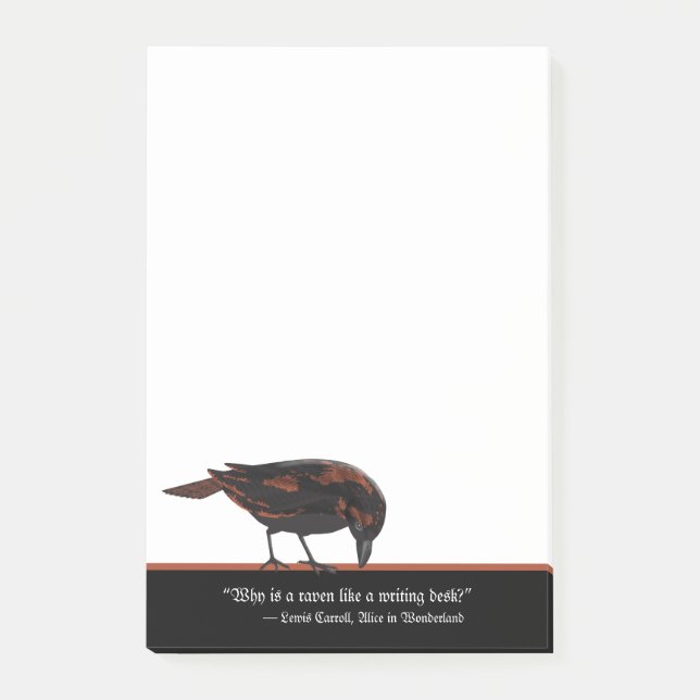 Alice in wonderland quote and Raven Post-it Notes (Front)