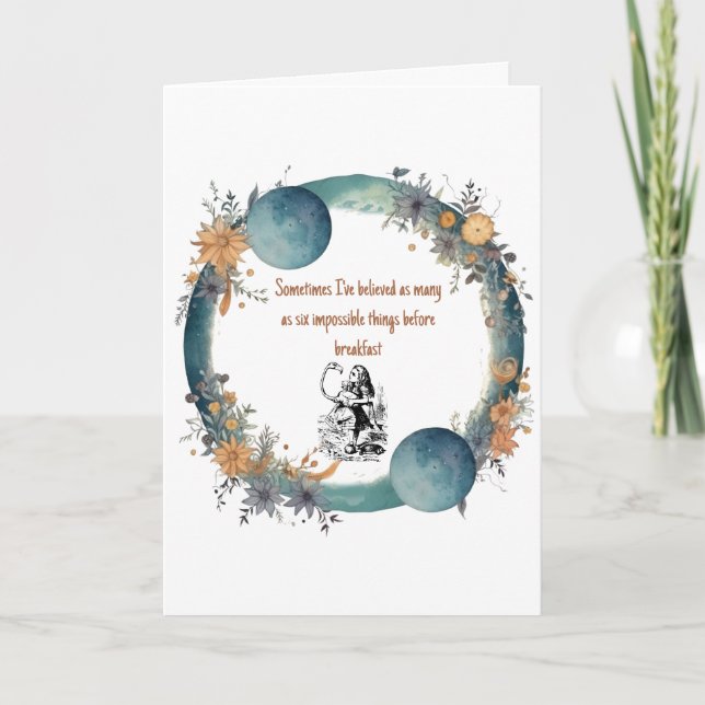 Alice in Wonderland Quote, Impossible Things Art Card (Front)