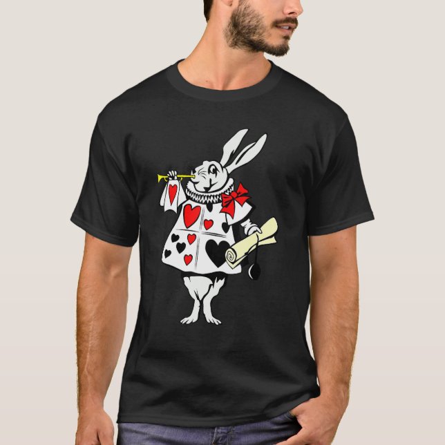 Alice In Wonderland Rabbit Easter  Bunny Playing M T-Shirt (Front)