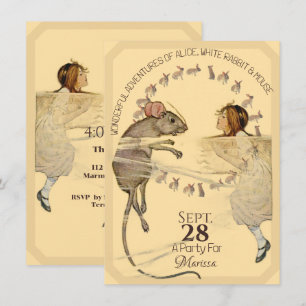 Alice in Wonderland Rabbit Mouse Invitation