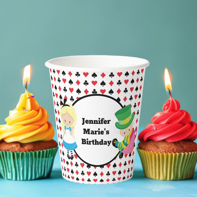 Alice in Wonderland Red Black Kids Birthday Party  Paper Cups (Creator Uploaded)