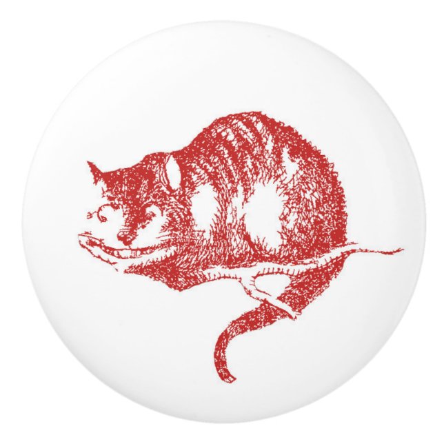 Alice in Wonderland Red Cheshire Cat Knob (Front)