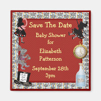 Alice in Wonderland Red Save The Date Baby Shower