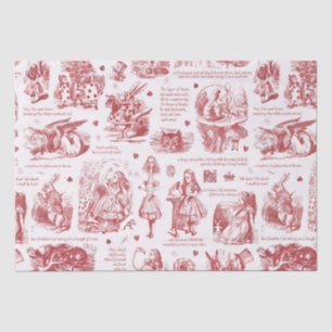 Alice in Wonderland Red Toile Quotes Tissue Paper