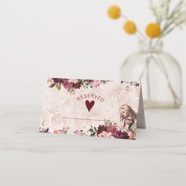 Alice in Wonderland Reserved Seating Wedding Place Card (Front)