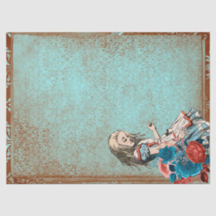 Alice in Wonderland Rusty Turquoise Floral Craft Tissue Paper