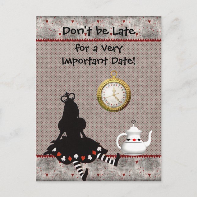 Alice in Wonderland Save the Date Baby Shower Announcement Postcard (Front)