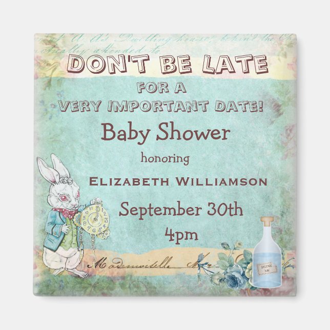 Alice in Wonderland Save The Date Baby Shower Magnet (Front)