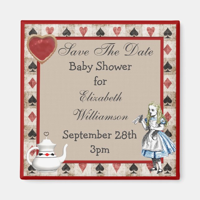 Alice in Wonderland Save The Date Baby Shower Magnet (Front)